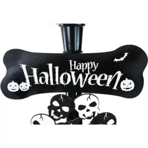 Haunted Hill Farm 71 in. Black Wicked Witch Lamp Post with Animation and Spooky Music
