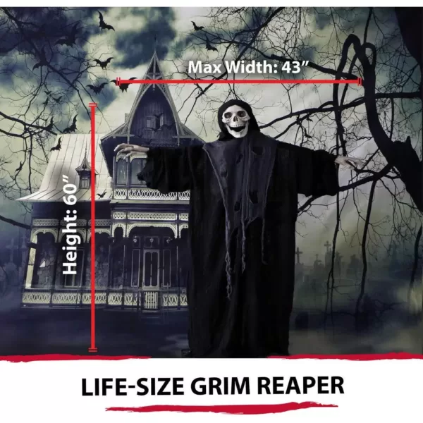 Haunted Hill Farm 5 ft. Animatronic Grim Reaper Halloween Prop