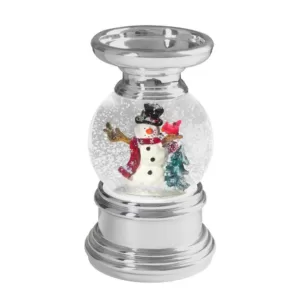 Haute Decor 7.5 in. Snowman Snowburst Animated Snow Globe Candleholder