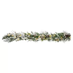 Haute Decor 6 ft. Pre-Lit LED Snowfall Creek Artificial Christmas Garland with Pine Cones
