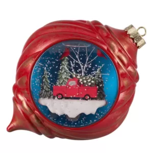 Haute Decor Snowburst 5.5 in. Nostalgic Animated Christmas Ornament Snow Globe