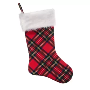 Haute Decor HangRight 18.7 in. Polyester Plaid Stocking
