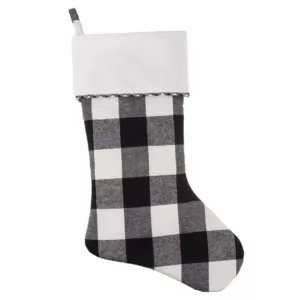 Haute Decor HangRight 18.7 in. Black and White Polyester Buffalo Check Stocking (4-Pack)