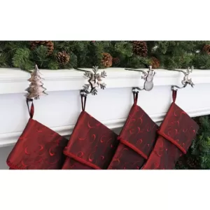 Haute Decor Oil-Rubbed Bronze MantleClip Stocking Holder with Assorted Holiday Icons (4-Pack)