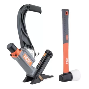 HDX Pneumatic 2-in-1 15.5-Gauge and 16-Gauge 2 in. Flooring Nailer and Stapler with Staples