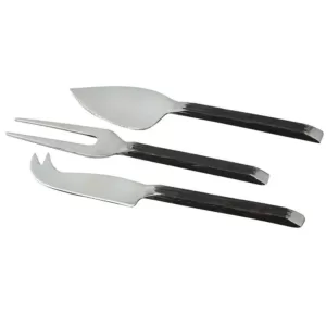 Heim Concept Gibraltar 3-Piece 2 Tone Black Matte and Stainless Steel Cheese Set