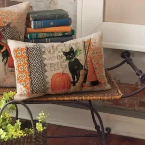 Heritage Lace Victorian Halloween Natural Graphic Polyester 12 in. x 20 in. Throw Pillow