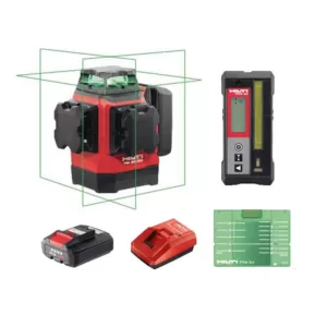 Hilti PM 30-MG 131 ft. Multi-Green Laser and Receiver Kit Complete with Receiver, Battery and Charger