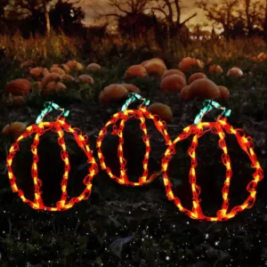 HOLIDYNAMICS HOLIDAY LIGHTING SOLUTIONS Holidynamics, Halloween Yard Decoration 14 in. Lighted LED Mini Pumpkins/ Set of 3