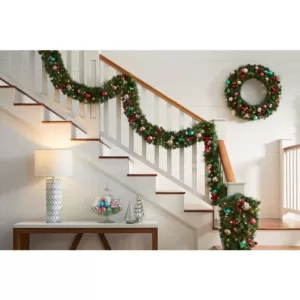 Home Accents Holiday 9 ft. Fantasleigh Battery Operated Pre-Lit LED Artificial Christmas Garland