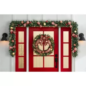 Home Accents Holiday 12 ft. Royal Easton Battery Operated Pre-Lit LED Artificial Christmas Garland