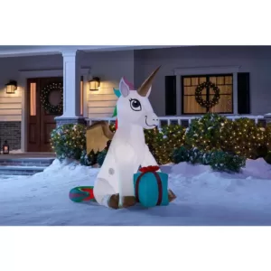 Home Accents Holiday 5 ft. Pre-Let LED Inflatable Unicorn