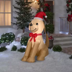 Home Accents Holiday 6 ft. Inflatable Golden Retriever with Bow