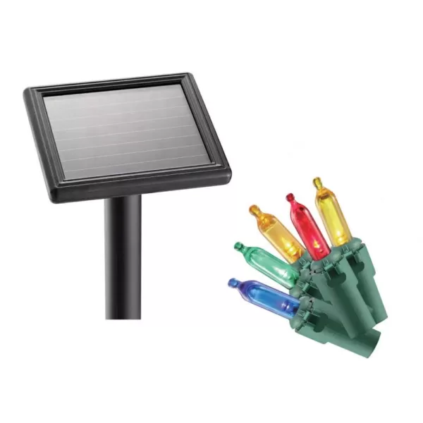 Home Accents Holiday 36 in. x 48 in. 50-Light Solar LED Multi-Color Net Light Set