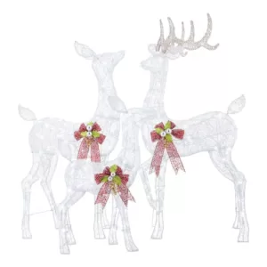 Home Accents Holiday 3-Piece Fantasleigh Outdoor Christmas Deer Family with LED Cool White Lights