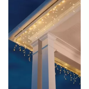 Home Accents Holiday 8 ft. 110-Light LED Warm White Smooth Mini Solar Icicle Light String
