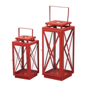 Home Decorators Collection Home Decorators Collection Chili Red Metal Candle Hanging or Tabletop Lantern (Set of 2)