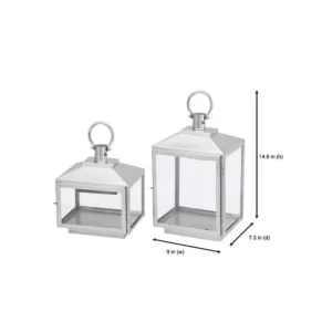 Home Decorators Collection Home Decorators Collection Silver Stainless Steel Candle Hanging or Tabletop Lantern (Set of 2)