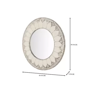 Home Decorators Collection Medium Round Ivory Antiqued Classic Accent Mirror (32 in. Diameter)