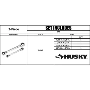 Husky SAE Quad Drive Ratcheting Wrench Set (2-Piece)