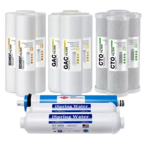 ISPRING 5-Stage Reverse Osmosis 2-Year Replacement Water Filter Pack Set with 100 GPD RO Membrane Cartridge 10 in. x  2.5 in.