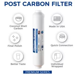 ISPRING FT15US Premium Universal Inline Activated Post Carbon Replacement Water Filter Cartridge with Quick Connect Fittings