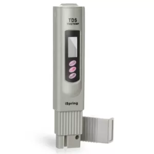 ISPRING 3-Button Digital TDS Meter/Thermometer with Automatic Calibration, Temperature Button and Leather Case