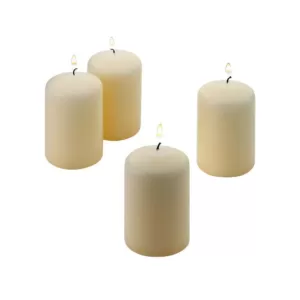 Light In The Dark 3 in. H x 2 in. W Unscented Vanilla Pillar Candle (Set of 4)