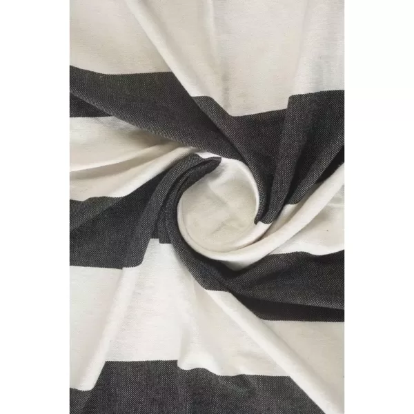 LR Home Metty Charcoal / Ivory Bold Striped Tasseled Cotton Throw Blanket