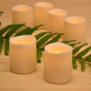 LUMABASE LED Amber Battery Operated Mini Pillar Candles Set of 6