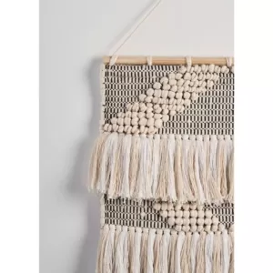 LR Home Fringed Diamond Ivory / Natural Tufted Wall Tapestry