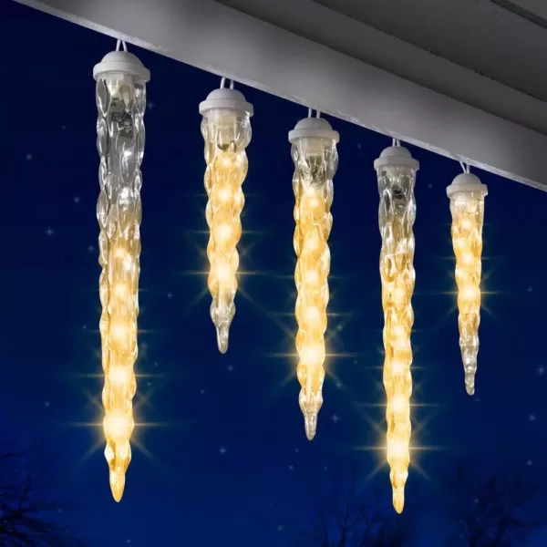 LightShow 8-Light Classic White Shooting Star Varied Size Icicle Light Set