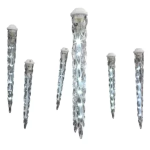 LightShow 8-Light Classic White Shooting Star Varied Size Icicle Light Set
