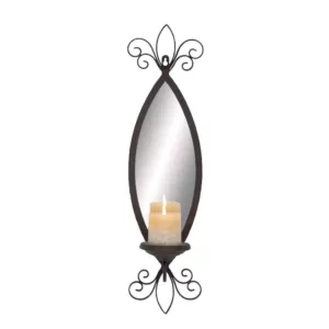 LITTON LANE 25 in. New Traditional Wall Candle Sconce with Elliptical Mirror