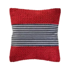 LR Home Bright Red 20 in. x 20 in. Striped Throw Pillow