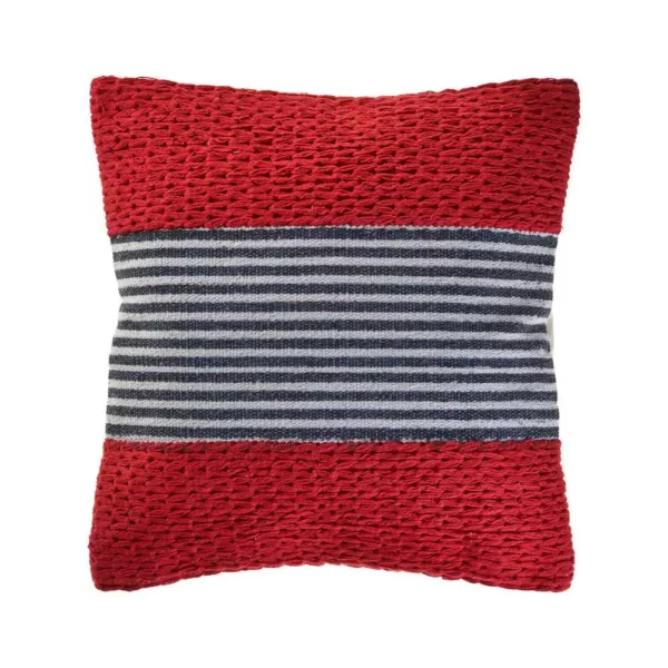 LR Home Bright Red 20 in. x 20 in. Striped Throw Pillow