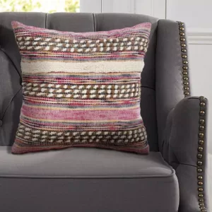 LR Resources Eclectic Pink Striped Hypoallergenic Polyester 18 in. x 18 in. Throw Pillow