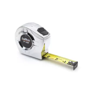 Lufkin P2000 Series 1/2 in. x 12-ft. Chrome Case Yellow Clad A7 Blade Power Return Tape Measure