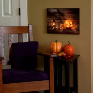 LUMABASE 12 in. x 15.75 in. x 0.75 in. Jack O' Lantern Battery Operated Lighted Wall Art