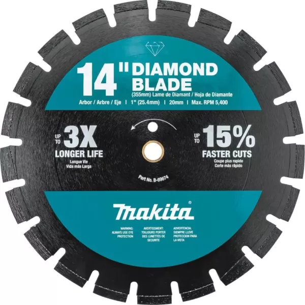 Makita 14 in. 61 cc Gas Saw with bonus 14 in. Segmented Rim Dual Purpose Diamond Blade