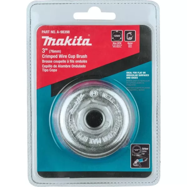 Makita 3 in. x 5/8 in.-11 Crimped Wire Cup Brush