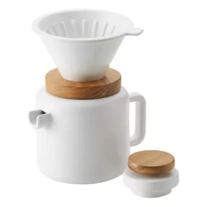 BonJour 4-Cup Matte White Pour-Over Coffee Set