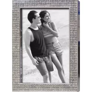 Heim Concept Chrome Pl. 4 in. x 6 in. Bling Border Picture Frame