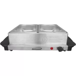 Brentwood 3 Qt. Metallic 2-Pan Buffet Server with Warming Tray