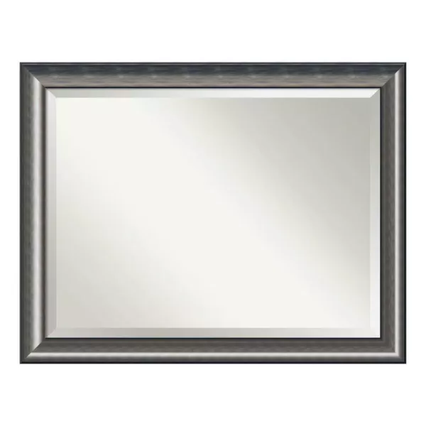 Amanti Art Quick 46 in. W x 36 in. H Framed Rectangular Beveled Edge Bathroom Vanity Mirror in Metallic Silver