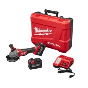 Milwaukee M18 FUEL 18-Volt Lithium-Ion Brushless Cordless 4-1/2 in./5 in. Grinder, Paddle Switch No-Lock Kit W/(2) 9.0Ah Batteries