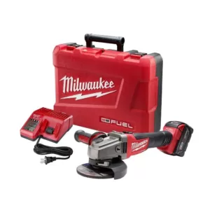 Milwaukee M18 FUEL 18-Volt Lithium-Ion Brushless Cordless 4-1/2 in. /5 in. Grinder W/ Slide Switch Kit W/ (1) 5.0Ah Batteries