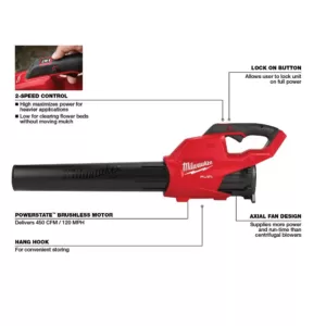Milwaukee M18 FUEL 18-Volt Lithium-Ion Brushless Cordless 120 MPH 450 CFM Handheld Blower (Tool-Only)(2-Tool)