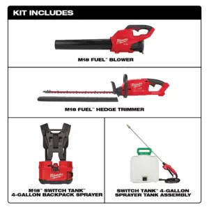 Milwaukee M18 FUEL 120 MPH 450 CFM 18-Volt Lithium-Ion Brushless Cordless Handheld Blower/Hedge Trimmer and Sprayer Kit