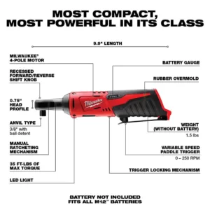 Milwaukee M12 12-Volt Lithium-Ion Cordless 1/4 in. Ratchet and 3/8 in. Ratchet Combo Kit (2-Tool) W/ (2) 2.0Ah Batteries